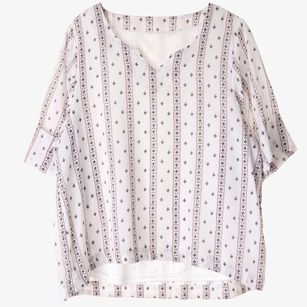 JPN 빈티지 폴리 패턴 티셔츠 / WOMEN M 빈티지원